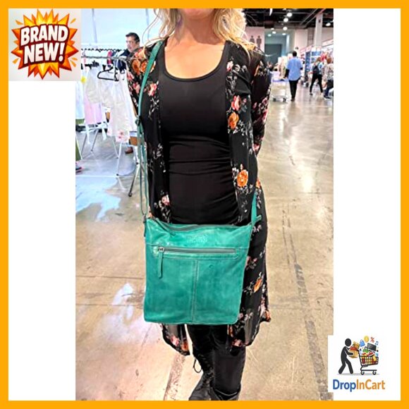 Leather Crossbody Bag Vintage Boho Satchel Adjustable Strap Minimal Chic - Picture 2 of 6